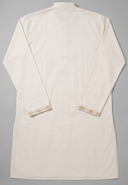 Back view of off-white long-sleeve men’s Punjabi